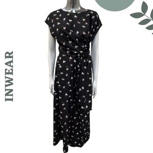 InWear Zhen Printed Jumpsuit – Size 38 (US 6-8) Black Blue White Short Sleeve